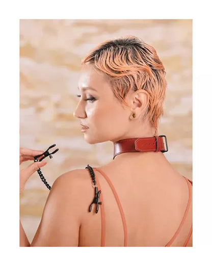 Saffron Collar With Nipple Clamps